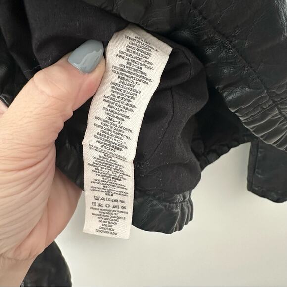 Free People Black Leather Jacket Asymmetrical Design Size 6 - Picture 9 of 11